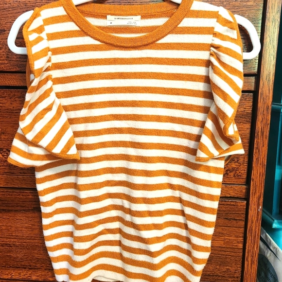 Anthropologie Ruffled Sleeve, Striped Knit Top - Picture 7 of 7